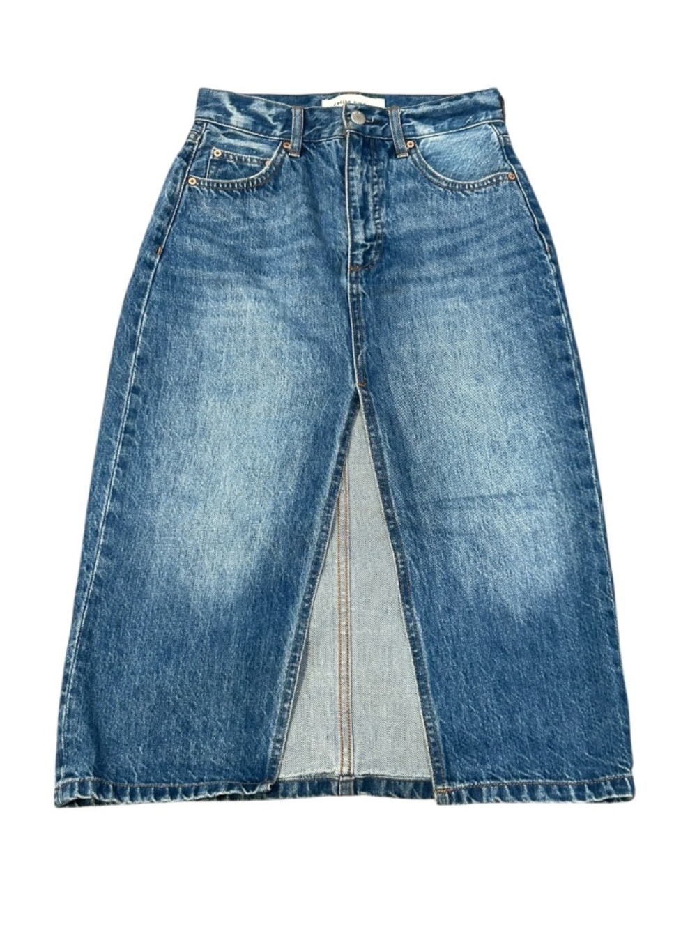 Aritzia Denim Forum Midi Jean Skirt Women's Size 23 The 90s Halle
